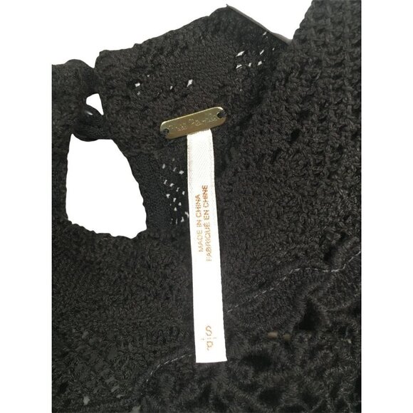 𝅺FREE People Black Floral Lace Size Small Ladies Halter Top Sleeveless Bu… - Picture 11 of 12